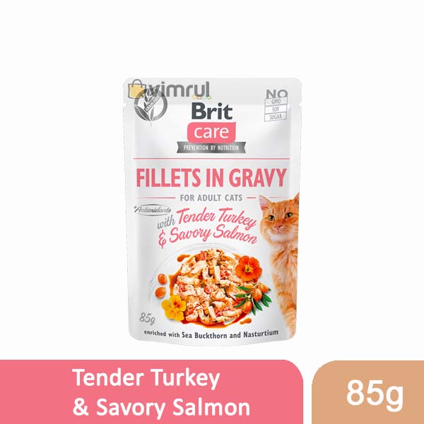 Brit Care Cat Pouch - Tender Turkey & Savory Salmon Fillets in Gravy (85g)